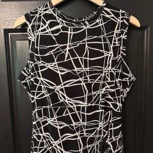 Nine West Womens Stretch Dress Large Black White Long Length